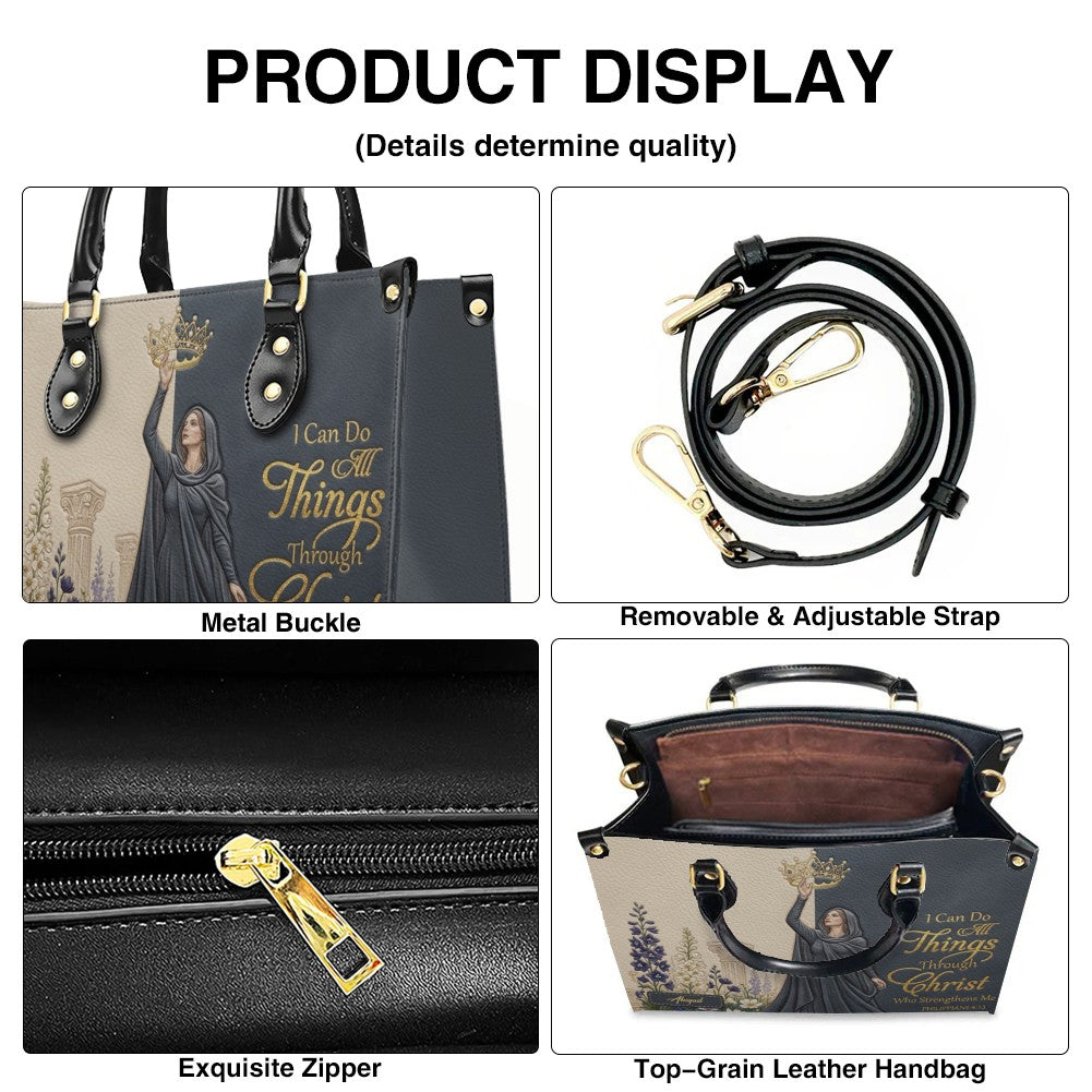 Personalized Christian Leather Handbag - Custom Photo & Name Philippians 4:13 Purse | CHRISTIANARTBAG CAB02101326