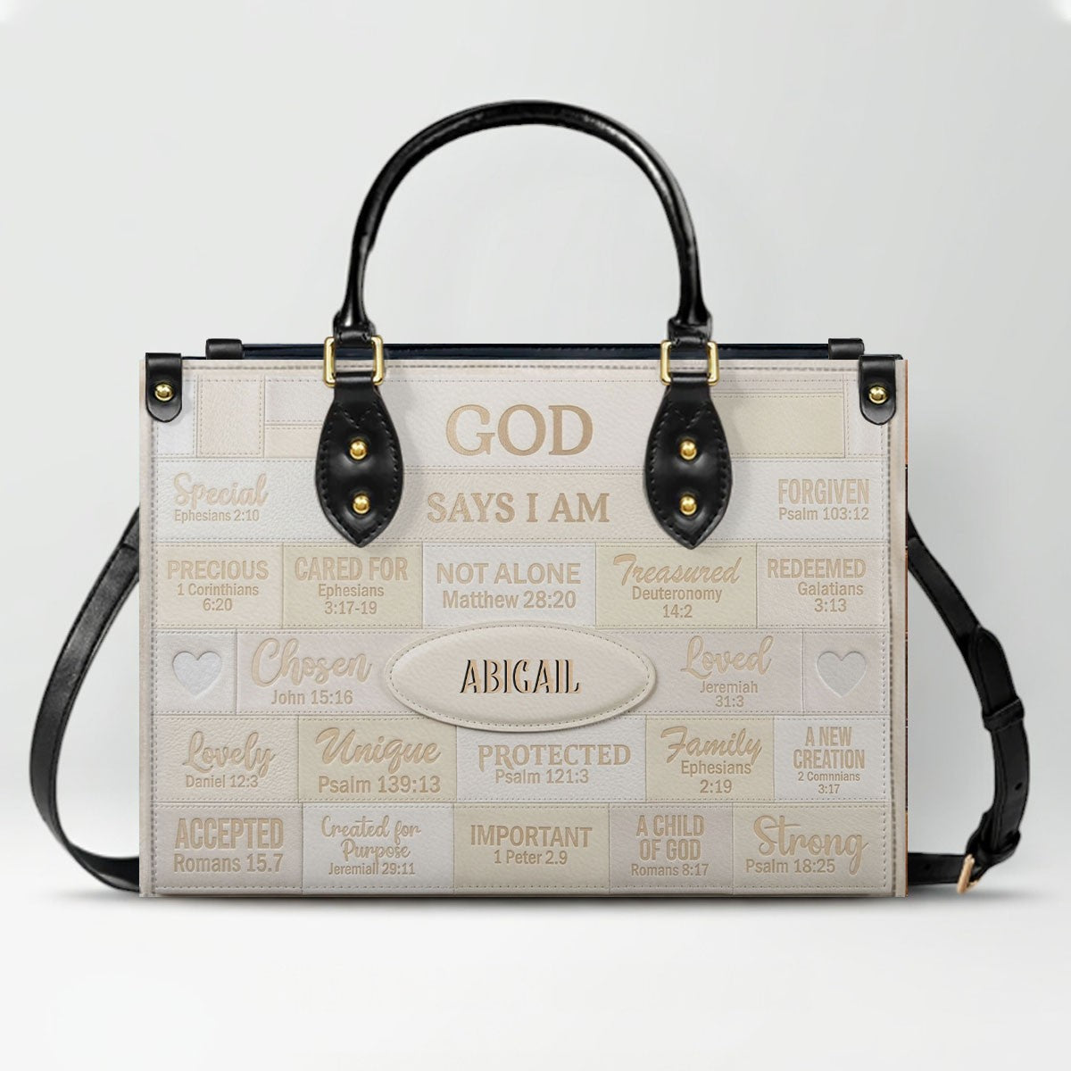 Christian Art Bag God Says I Am Personalized Handbag | Custom Scripture Leather Tote & Purse Set | Faith Based Religious Gifts for Her CAB01062226