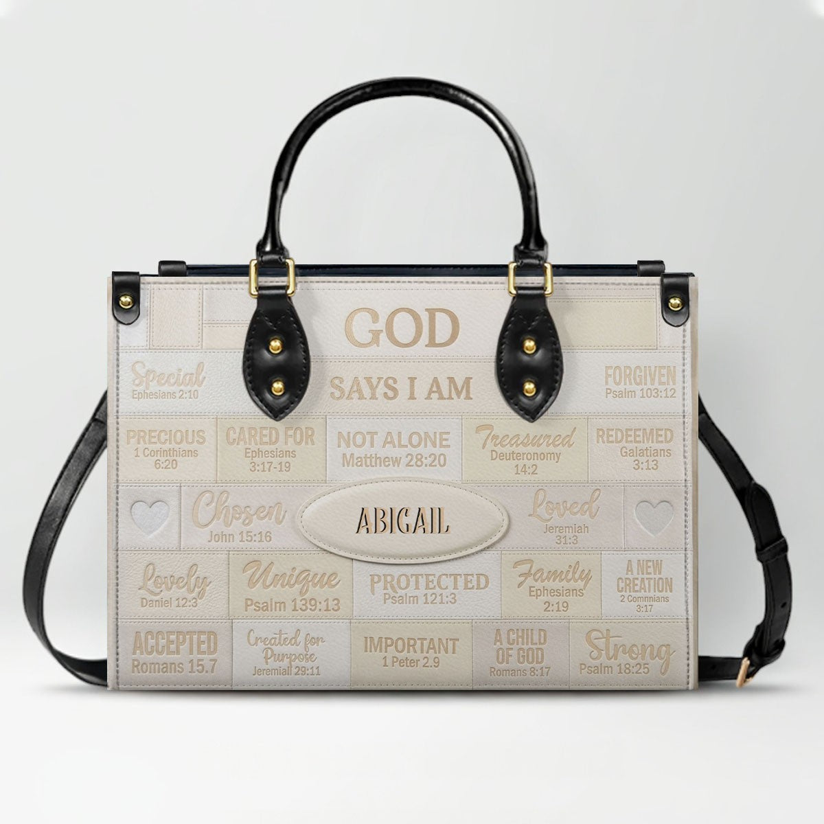 Christian Art Bag God Says I Am Personalized Handbag | Custom Scripture Leather Tote & Purse Set | Faith Based Religious Gifts for Her CAB01062626