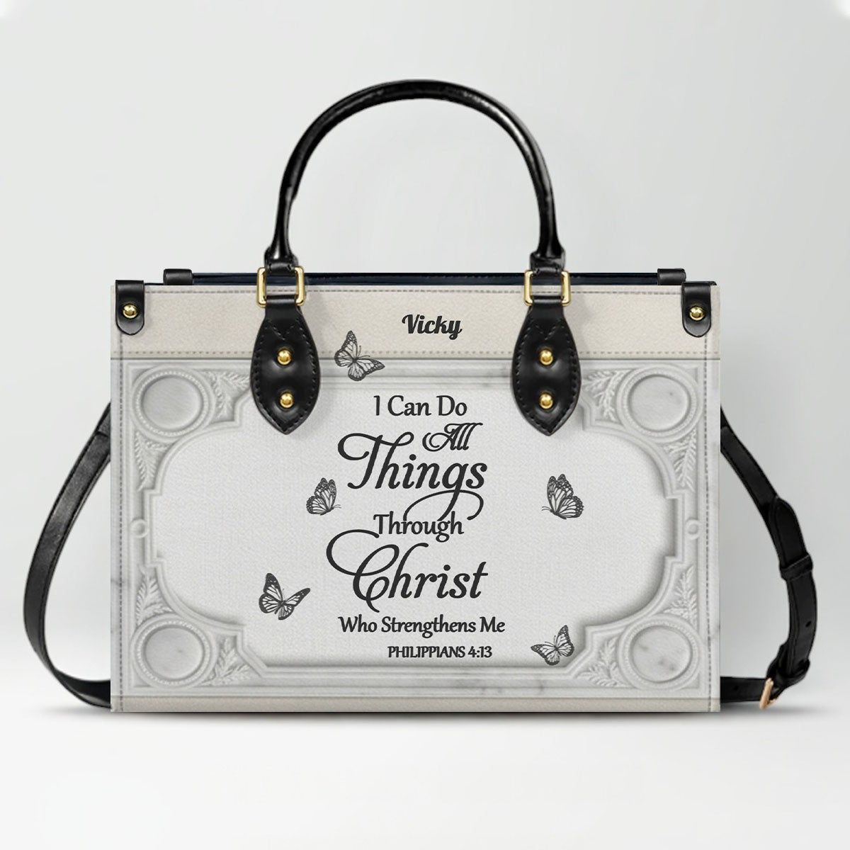 "I Can Do All Things" Inspirational Leather Bag & Wallet Set - Personalized Religious Gift - CHRISTIANARTBAG CAB0142326