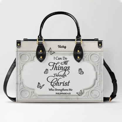 "I Can Do All Things" Inspirational Leather Bag & Wallet Set - Personalized Religious Gift - CHRISTIANARTBAG CAB0142326