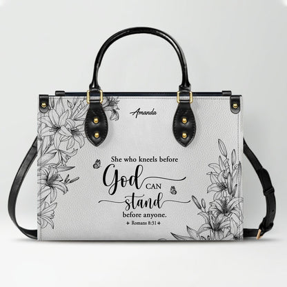CHRISTIANARTBAG Personalized SET White Leather Bag with Wallet - Custom Bible Verse Handbag - Floral Christian Gifts for Her - Numbers 6:24-26 Blessing Tote