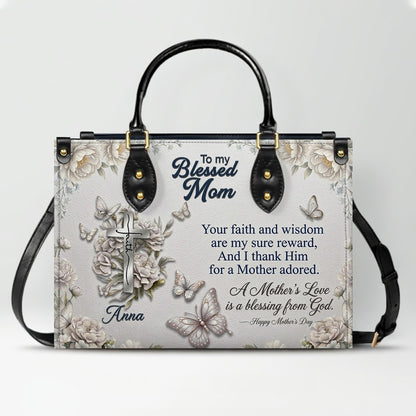 CHRISTIANARTBAG | Personalized Leather Handbag - Blessed Mother Edition - Custom Name & Faith Design CAB14626