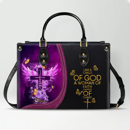 Personalized Christian Leather Handbag by CHRISTIANARTBAG - Custom Bible Verse Cross & Wings Design - Faith-Based Gift for Women CAB0141726