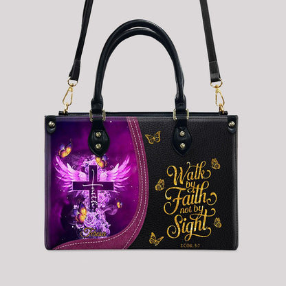 Personalized Christian Leather Handbag by CHRISTIANARTBAG - Custom Bible Verse Cross & Wings Design - Faith-Based Gift for Women CAB0141726