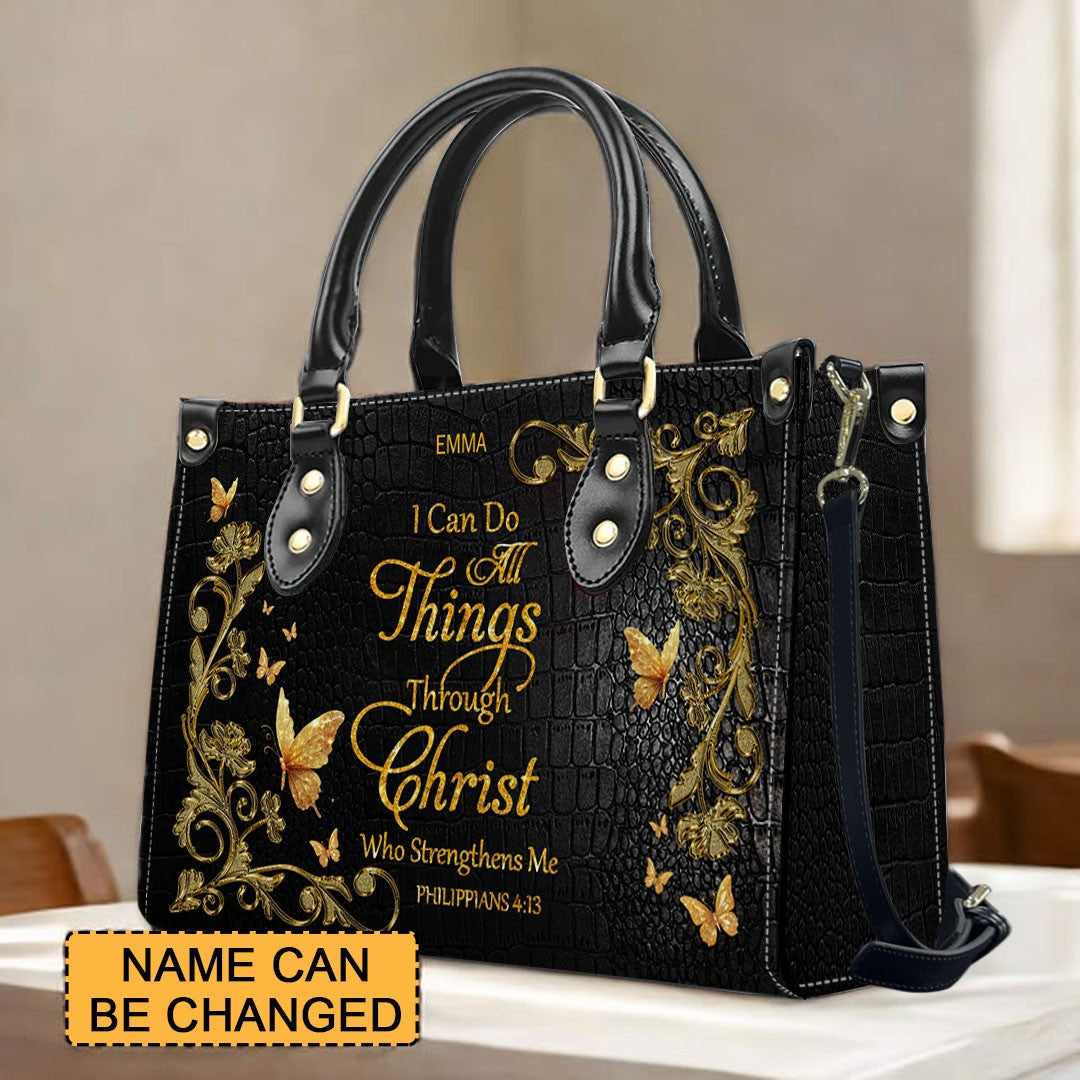 "I Can Do All Things" Inspirational Leather Bag & Wallet Set | CHRISTIANARTBAG™ CAB01042326