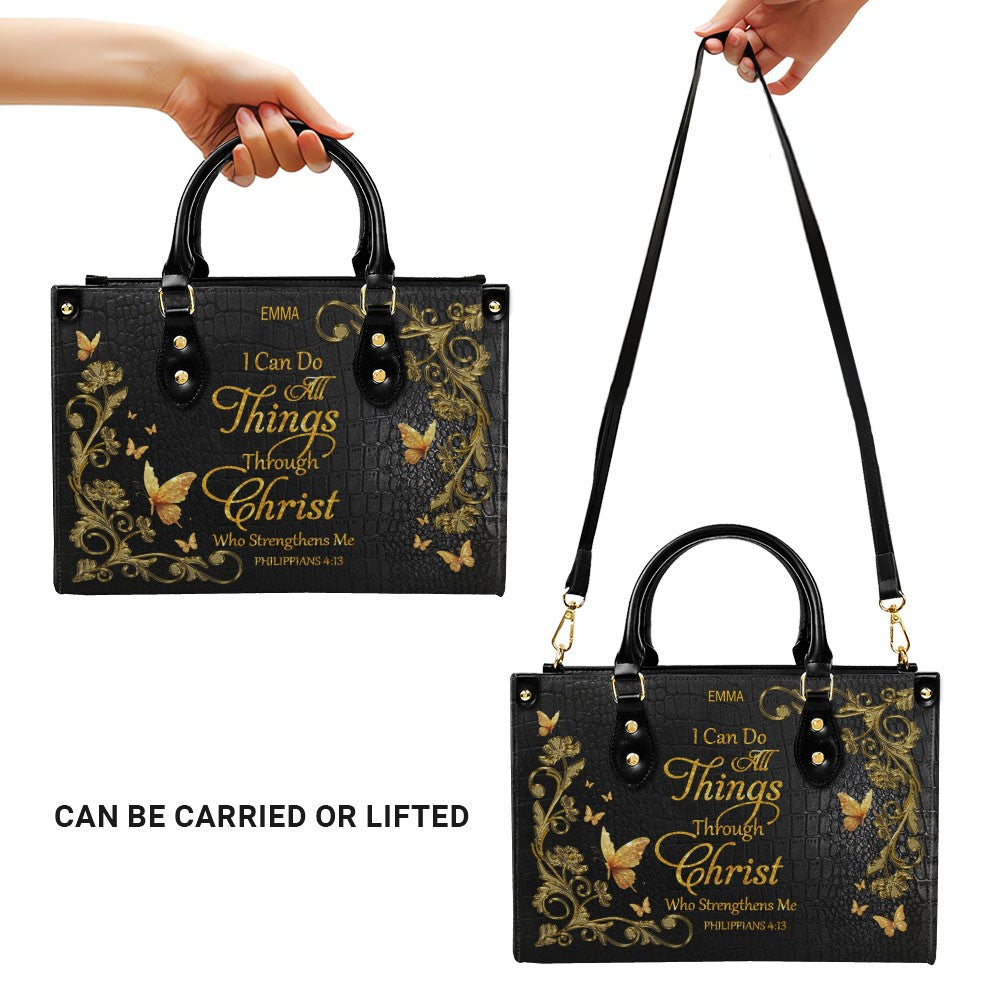 "I Can Do All Things" Inspirational Leather Bag & Wallet Set | CHRISTIANARTBAG™ CAB01042326