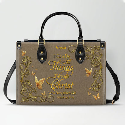 "I Can Do All Things" Inspirational Leather Bag & Wallet Set | CHRISTIANARTBAG™ CAB01042326