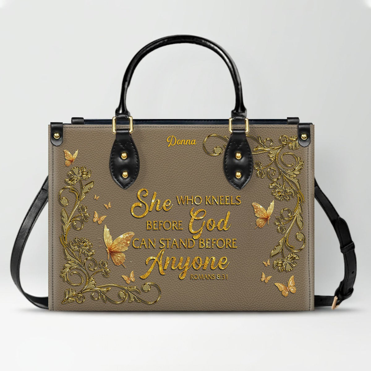 CHRISTIANARTBAG Personalized Leather Handbag - Custom Bible Verse Tote Bag for Christian Women - Religious Cross Body Purse - Mother’s Day Gift