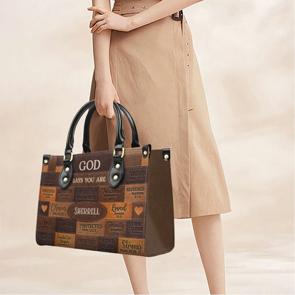 Christian Art Bag God Says You Are Personalized Handbag with Long Wallet | Custom Scripture Leather Tote & Purse Set | Faith Based Religious Gifts for Her CAB01061526