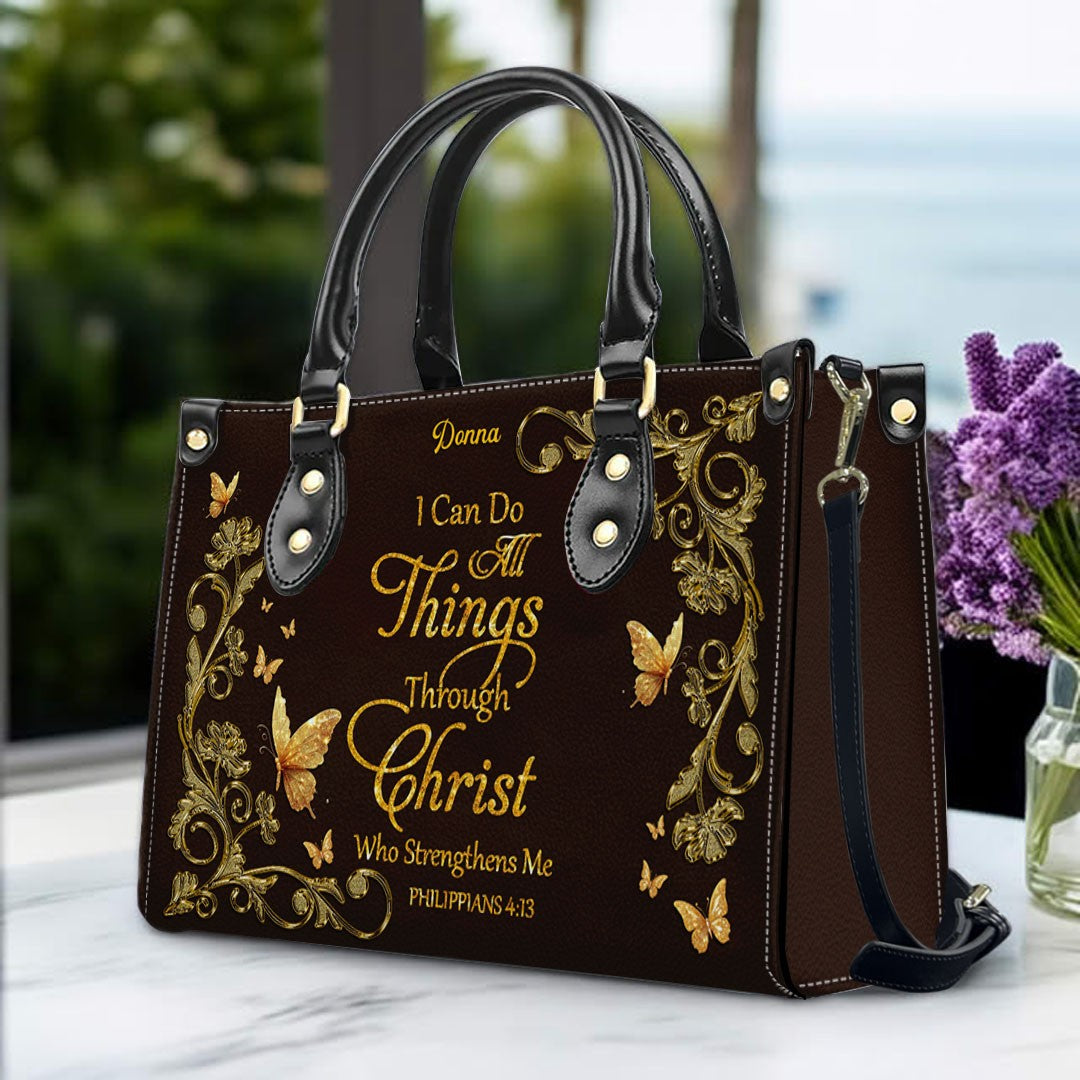 CHRISTIANARTBAG Personalized Leather Handbag - Custom Bible Verse Tote Bag for Christian Women - Religious Cross Body Purse - Mother’s Day Gift