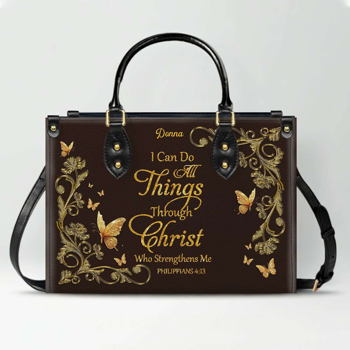 "I Can Do All Things" Inspirational Leather Bag & Wallet Set | CHRISTIANARTBAG™ CAB01042326