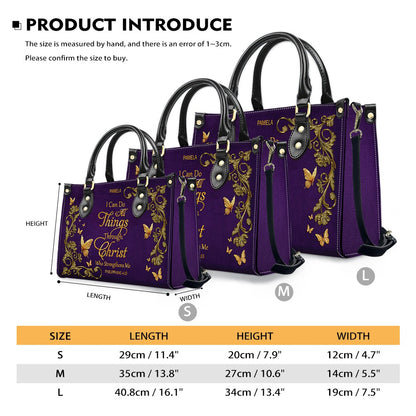 Personalized Leather Handbag with Custom Name & Bible Verse - Personalized Christian Leather Handbag & Wallet Set | CHRISTIANARTBAG™ CAB01012626