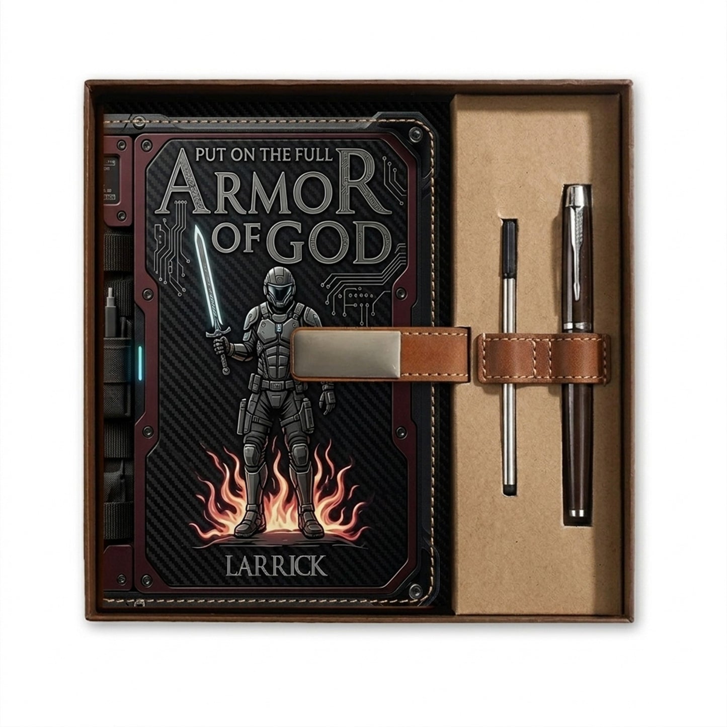 Premium Custom Leather Journal & Pen Set - Armor of God Collection | CHRISTIANARTBAG CAB016126