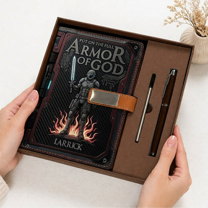 Premium Custom Leather Journal & Pen Set - Armor of God Collection | CHRISTIANARTBAG CAB016126