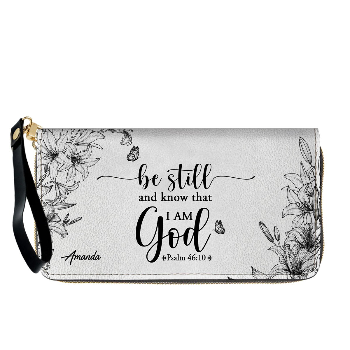 CHRISTIANARTBAG Personalized SET White Leather Bag with Wallet - Custom Bible Verse Handbag - Floral Christian Gifts for Her - Numbers 6:24-26 Blessing Tote