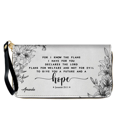 CHRISTIANARTBAG Personalized SET White Leather Bag with Wallet - Custom Bible Verse Handbag - Floral Christian Gifts for Her - Numbers 6:24-26 Blessing Tote