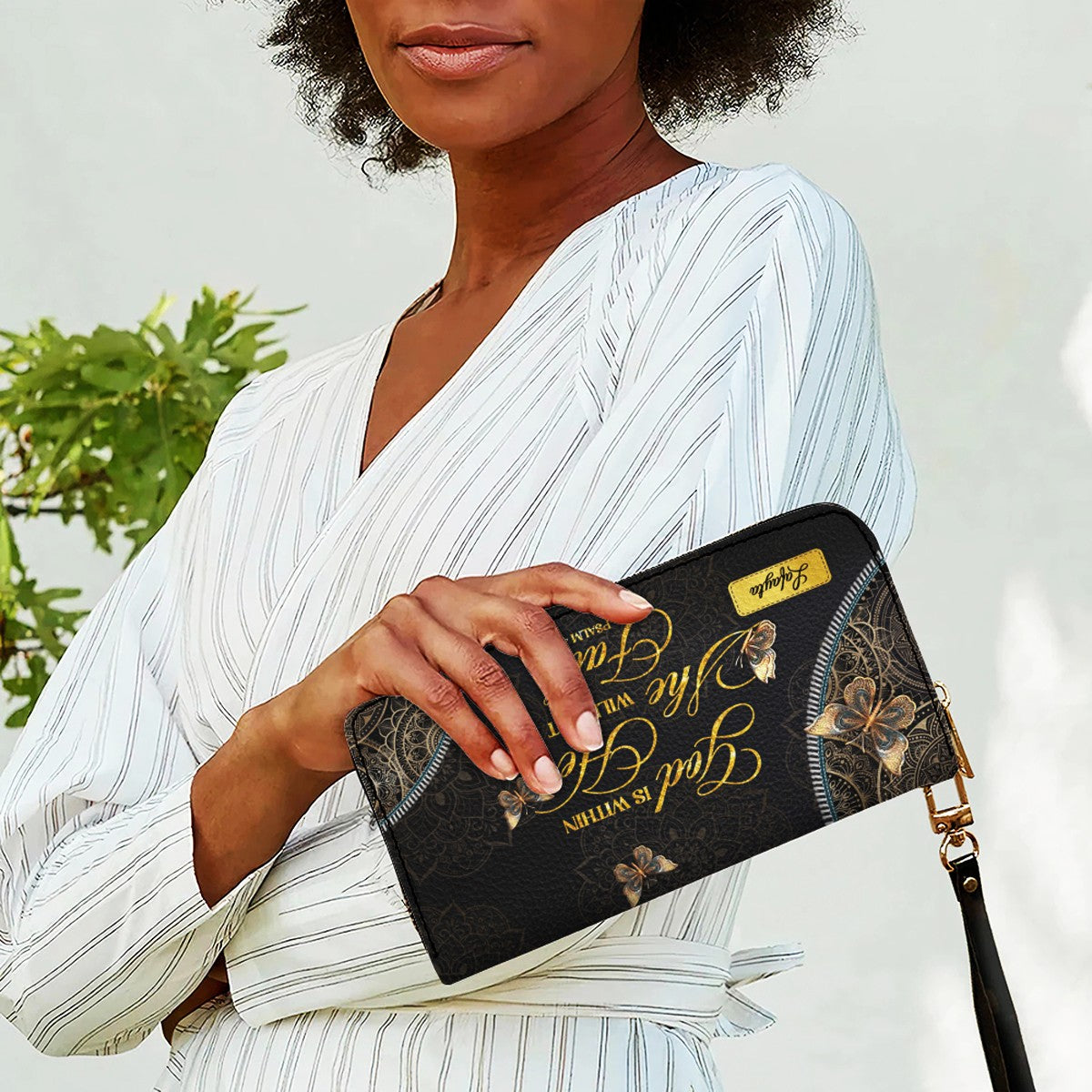 Personalized Leather Handbag for Women - Custom Bible Verse Tote Bag - Christian Gift with Butterfly & Mandala Design - CHRISTIANARTBAG CAB14926