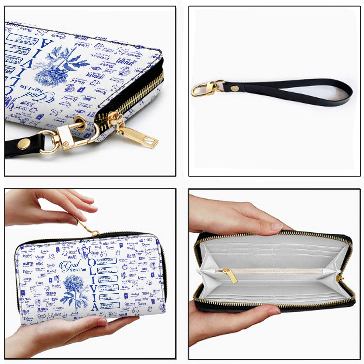 Personalized Long Leather Wallet for Women – Christian God Says I Am Bible Verse Wallet – Custom Faith Gift by CHRISTIANARTBAG