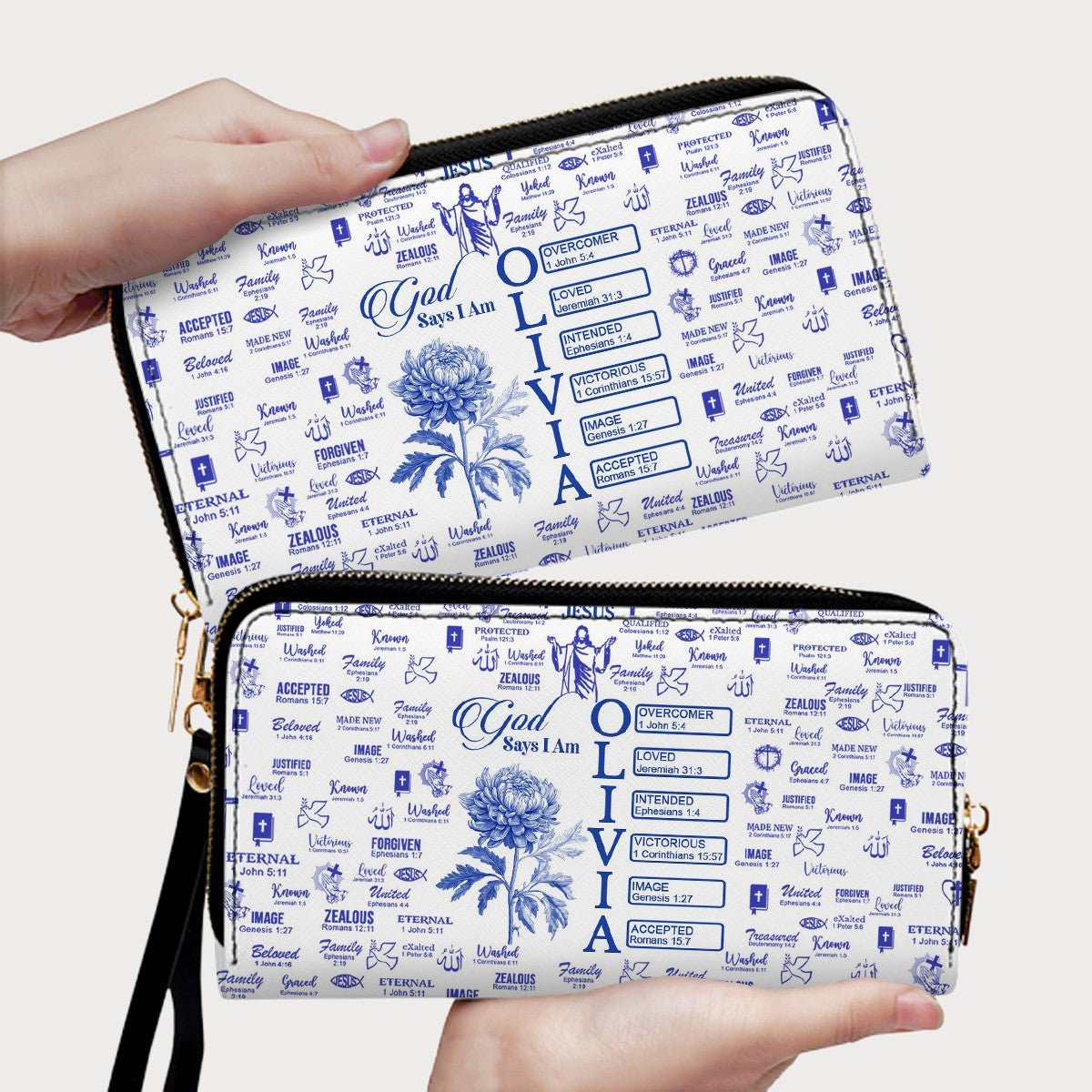 Personalized Long Leather Wallet for Women – Christian God Says I Am Bible Verse Wallet – Custom Faith Gift by CHRISTIANARTBAG