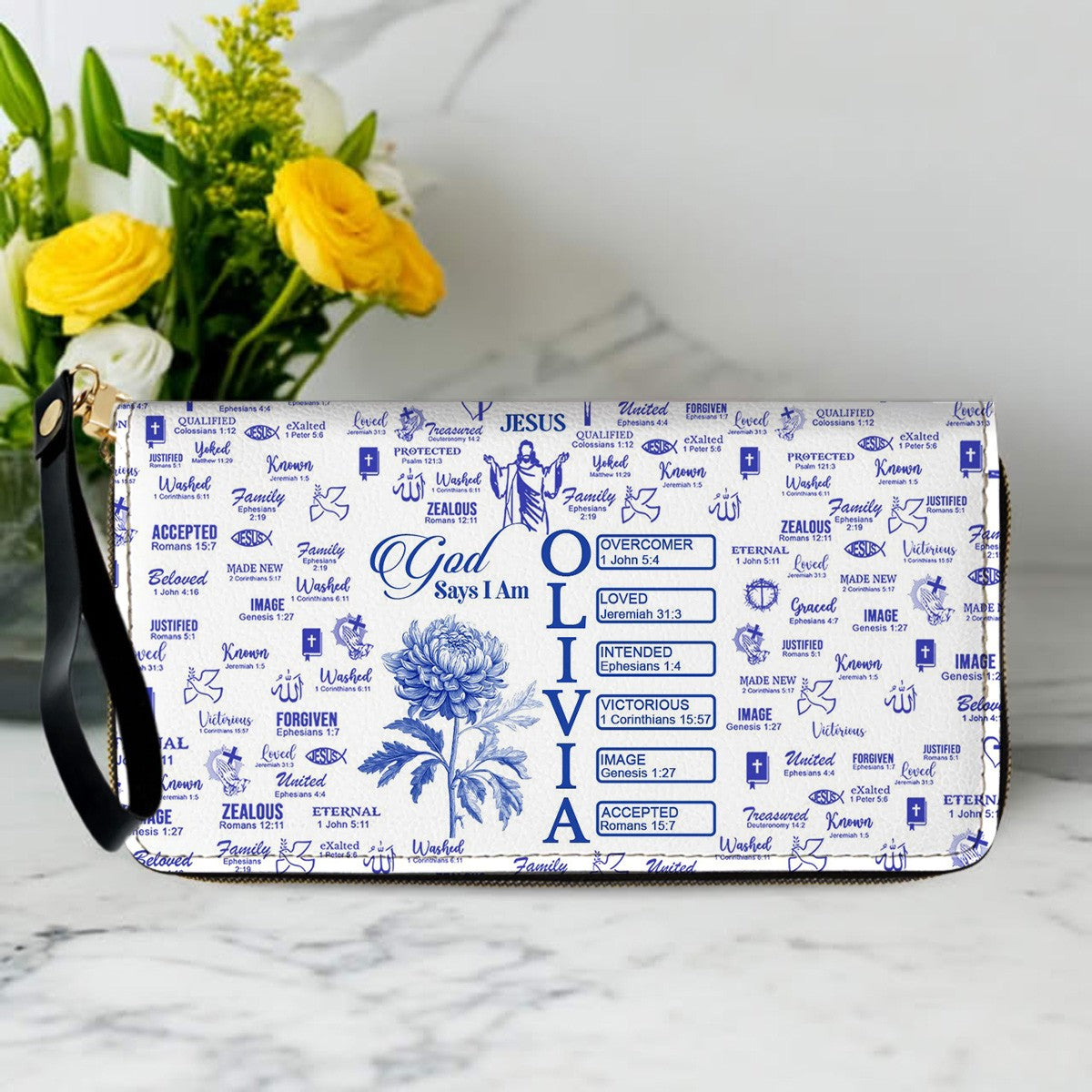 Personalized Long Leather Wallet for Women – Christian God Says I Am Bible Verse Wallet – Custom Faith Gift by CHRISTIANARTBAG