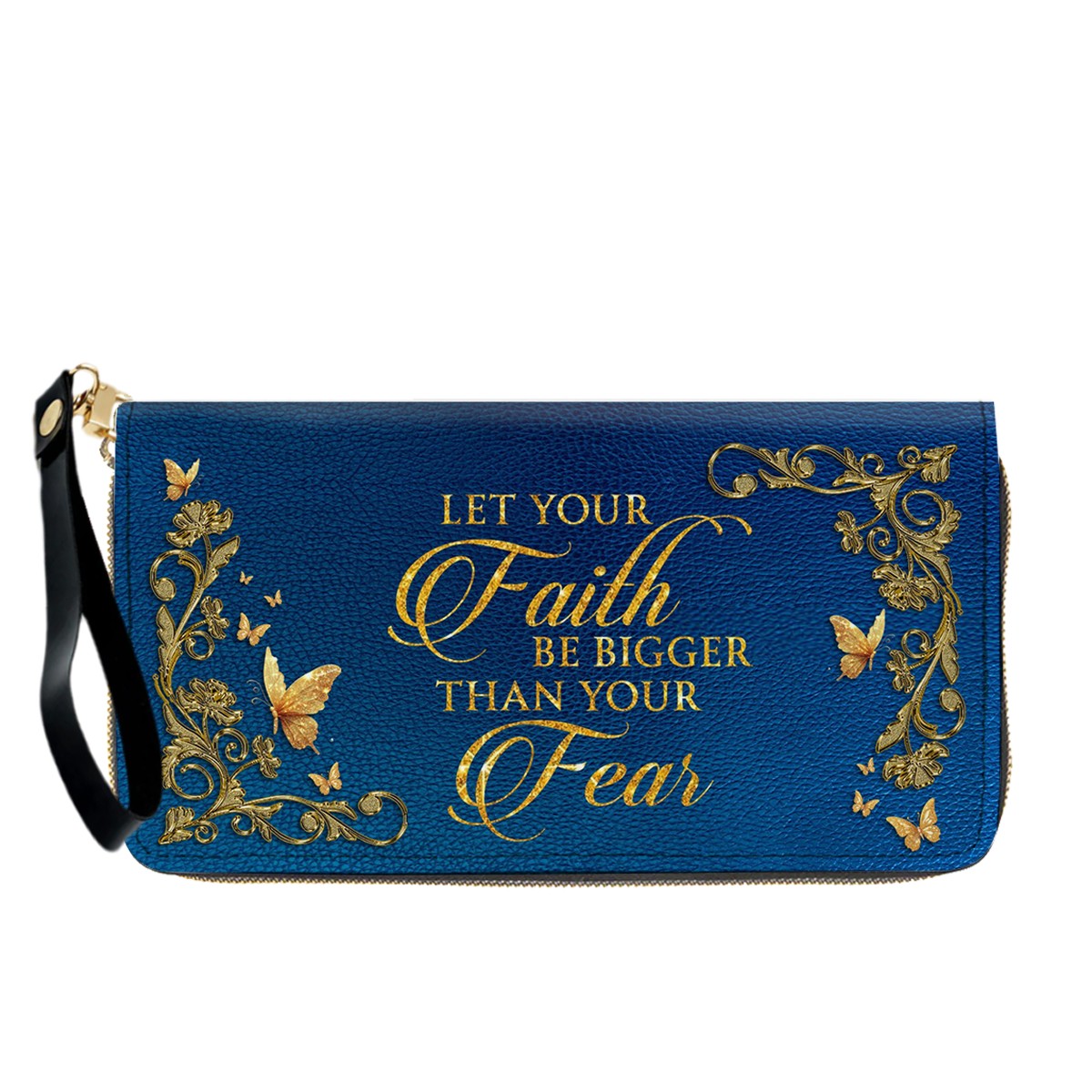 Personalized Christian Leather Handbag – Gold Navy Bible Verse Tote for Women | CHRISTIANARTBAG CAB0241426