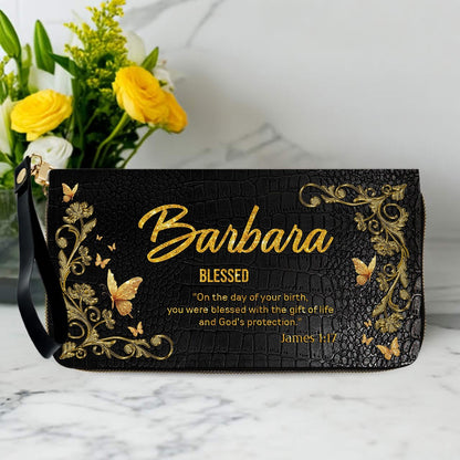 Personalized Black Leather Wallet for Women – Custom Name Bible Verse Christian Wallet – Faith Gift by CHRISTIANARTBAG