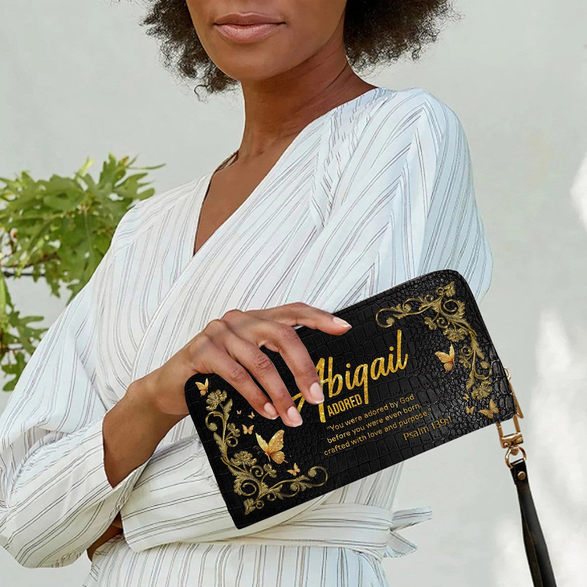 Personalized Black Leather Wallet for Women – Custom Name Bible Verse Christian Wallet – Faith Gift by CHRISTIANARTBAG