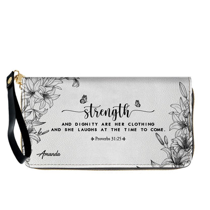 CHRISTIANARTBAG Personalized SET White Leather Bag with Wallet - Custom Bible Verse Handbag - Floral Christian Gifts for Her - Numbers 6:24-26 Blessing Tote
