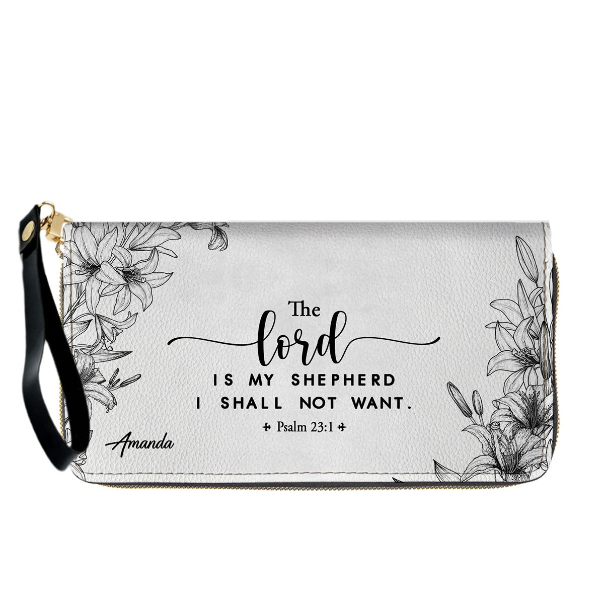 CHRISTIANARTBAG Personalized SET White Leather Bag with Wallet - Custom Bible Verse Handbag - Floral Christian Gifts for Her - Numbers 6:24-26 Blessing Tote