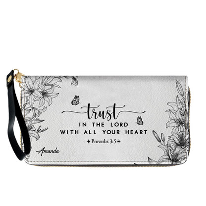 CHRISTIANARTBAG Personalized SET White Leather Bag with Wallet - Custom Bible Verse Handbag - Floral Christian Gifts for Her - Numbers 6:24-26 Blessing Tote