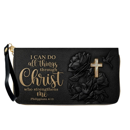 Personalized Christian Leather Handbag and Matching Wallet Set with Bible Verse Philippians 4:13 | Custom Name Gift - CHRISTIANARTBAG 02072726