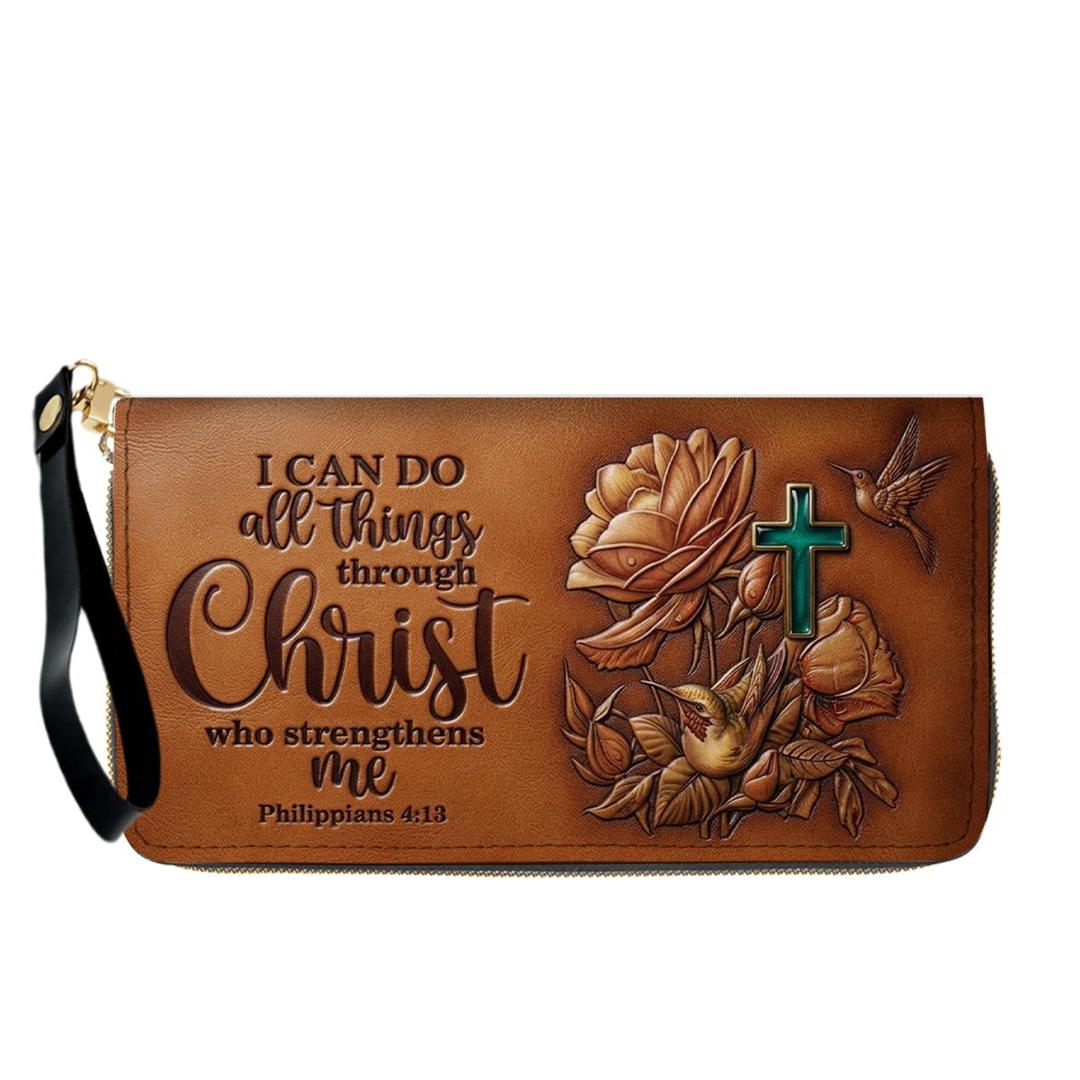 Personalized Christian Leather Handbag and Matching Wallet Set with Bible Verse Philippians 4:13 | Custom Name Gift - CHRISTIANARTBAG 02072726