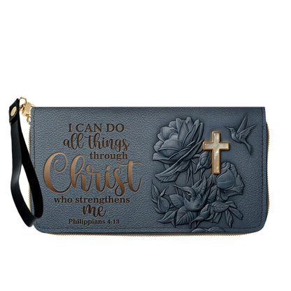 Personalized Christian Leather Handbag and Matching Wallet Set with Bible Verse Philippians 4:13 | Custom Name Gift - CHRISTIANARTBAG 02072726