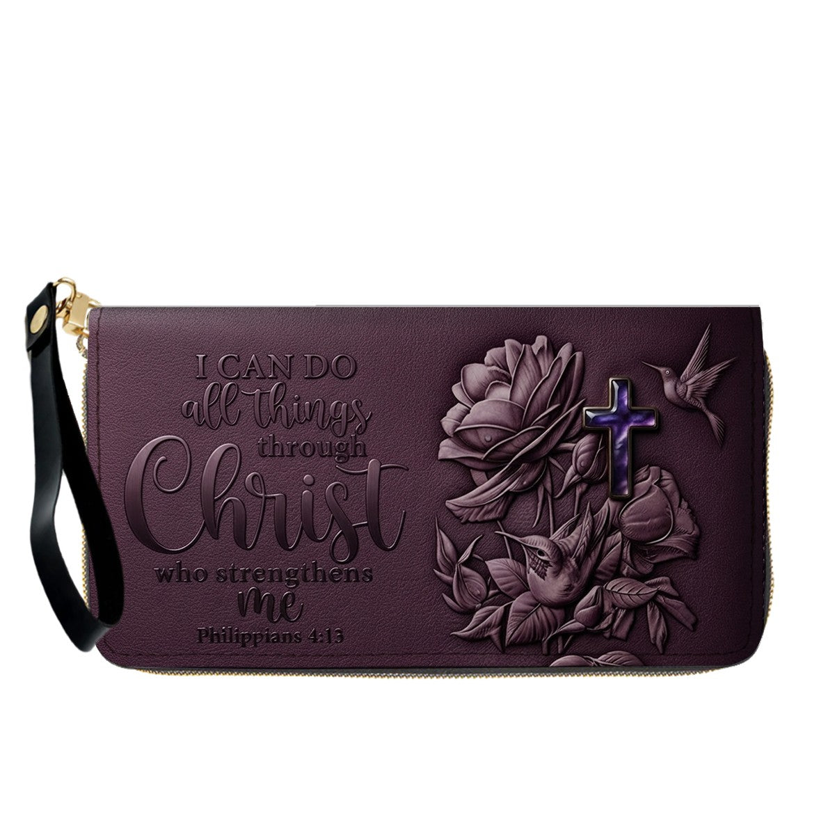 Personalized Christian Leather Handbag and Matching Wallet Set with Bible Verse Philippians 4:13 | Custom Name Gift - CHRISTIANARTBAG 02072726