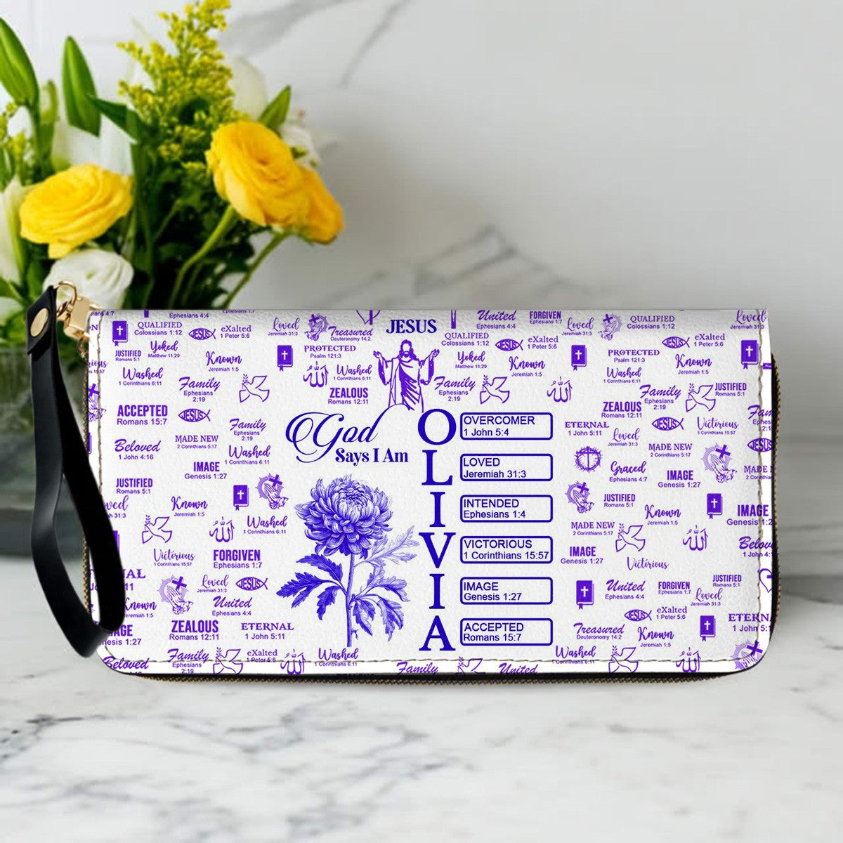 Personalized Long Leather Wallet for Women – Christian God Says I Am Bible Verse Wallet – Custom Faith Gift by CHRISTIANARTBAG