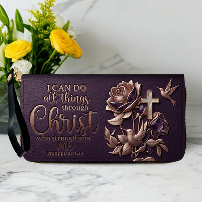 Personalized Christian Leather Handbag and Matching Wallet Set with Bible Verse Philippians 4:13 | Custom Name Gift - CHRISTIANARTBAG 02072726
