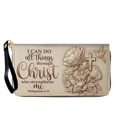 Personalized Christian Leather Handbag and Matching Wallet Set with Bible Verse Philippians 4:13 | Custom Name Gift - CHRISTIANARTBAG 02072726