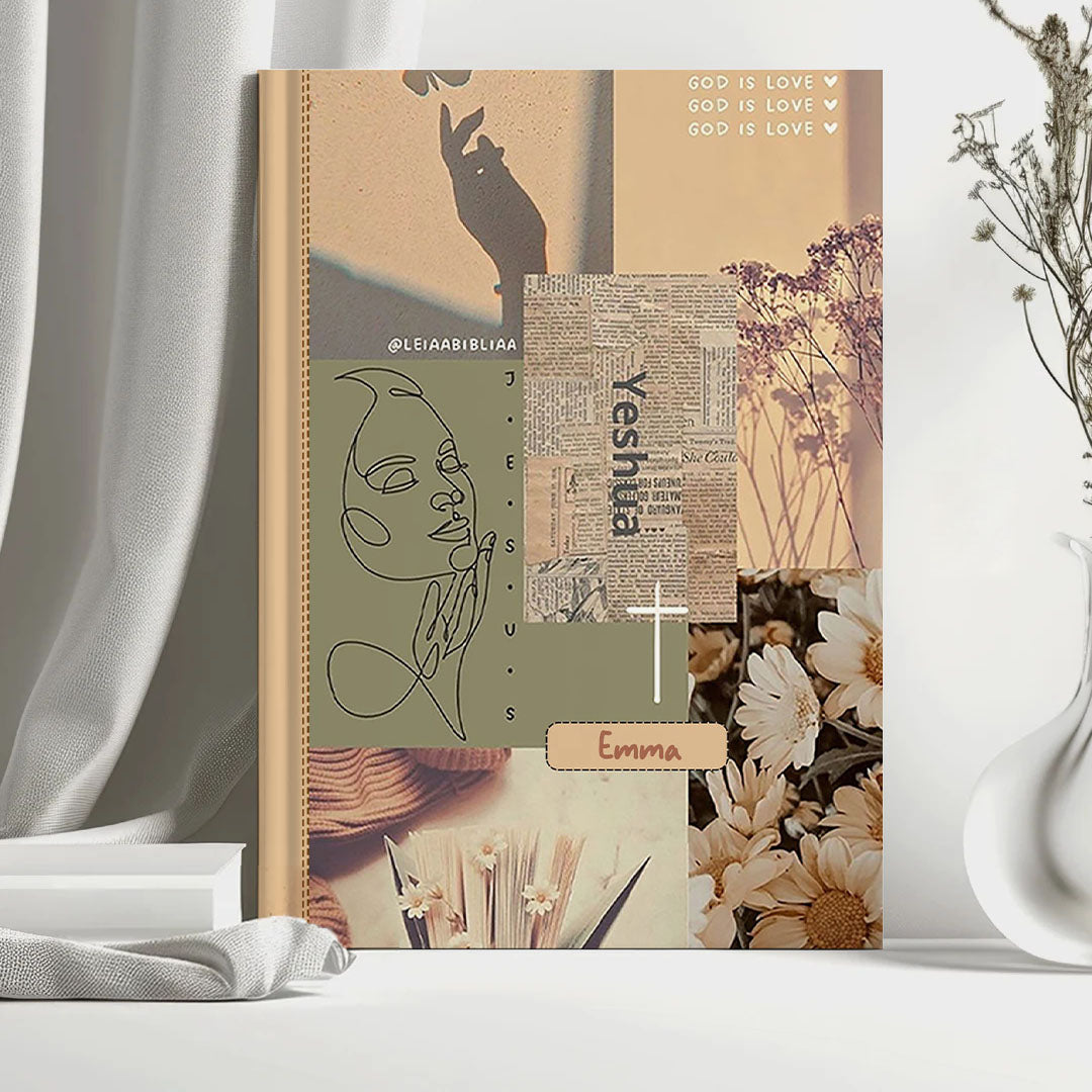Personalized Leather Notebook Bible – Custom Name Christian Journal with Inspirational Scripture Verses