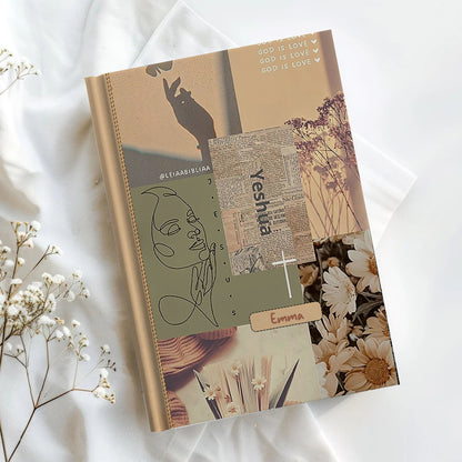 Personalized Leather Notebook Bible – Custom Name Christian Journal with Inspirational Scripture Verses