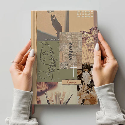 Personalized Leather Notebook Bible – Custom Name Christian Journal with Inspirational Scripture Verses