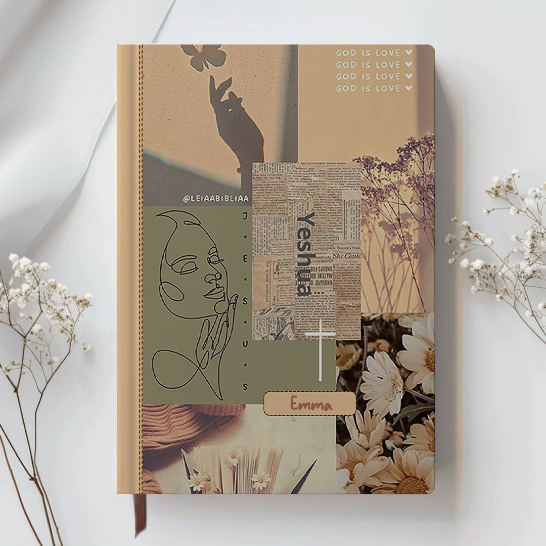 Personalized Leather Notebook Bible – Custom Name Christian Journal with Inspirational Scripture Verses