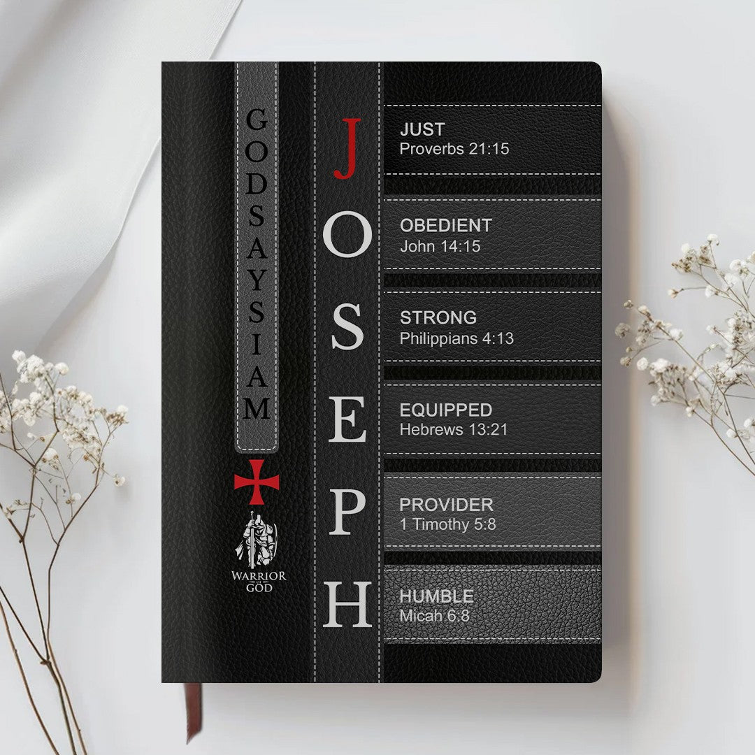 Personalized Leather Notebook for Men – A Warrior of Christ Design with Custom Name