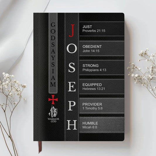 Personalized Leather Notebook for Men – A Warrior of Christ Design with Custom Name