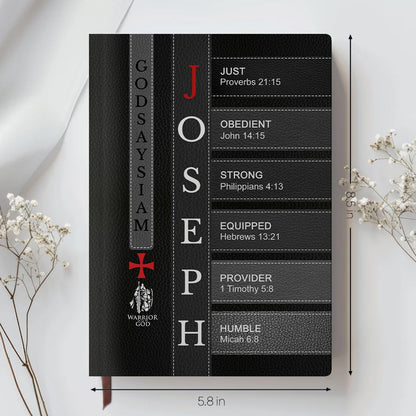 Personalized Leather Notebook for Men – A Warrior of Christ Design with Custom Name