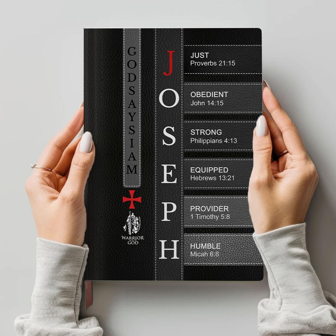 Personalized Leather Notebook for Men – A Warrior of Christ Design with Custom Name