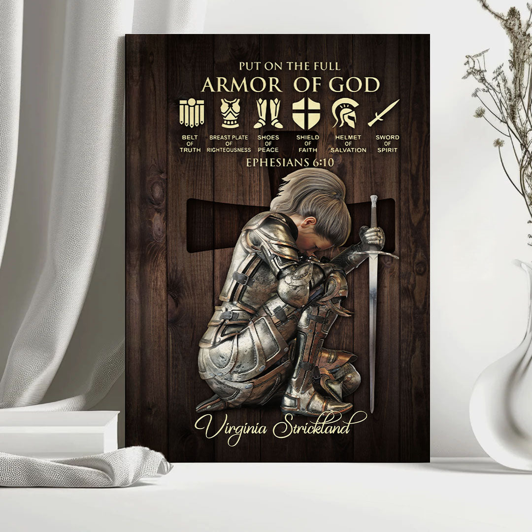 Personalized Leather Notebook – Armor of God & Names of God Christian Journal, Custom Name & Skin Tone