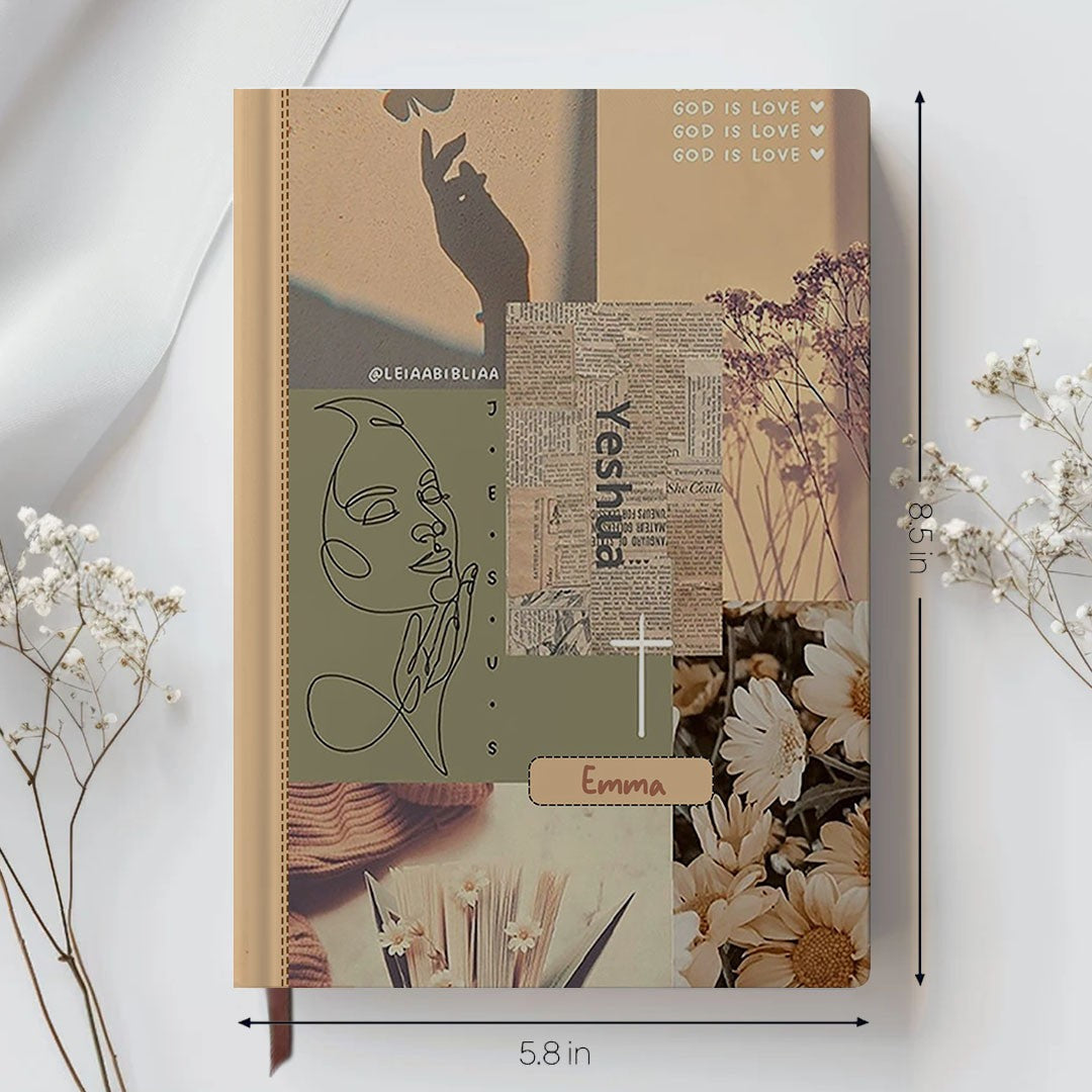 Personalized Leather Notebook Bible – Custom Name Christian Journal with Inspirational Scripture Verses