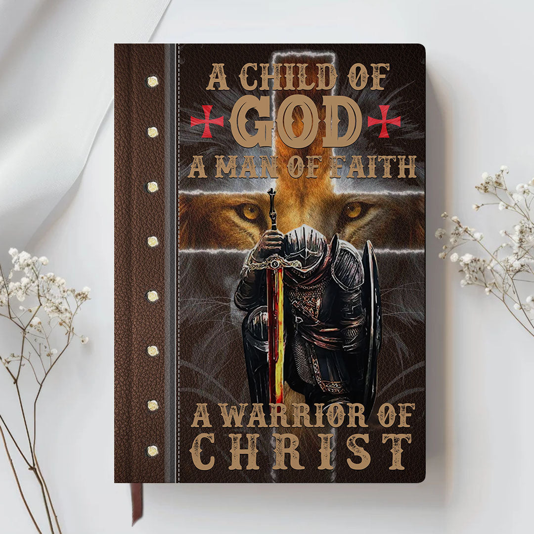 Personalized Leather Notebook for Men – A Warrior of Christ Design with Custom Name, Hair & Beard