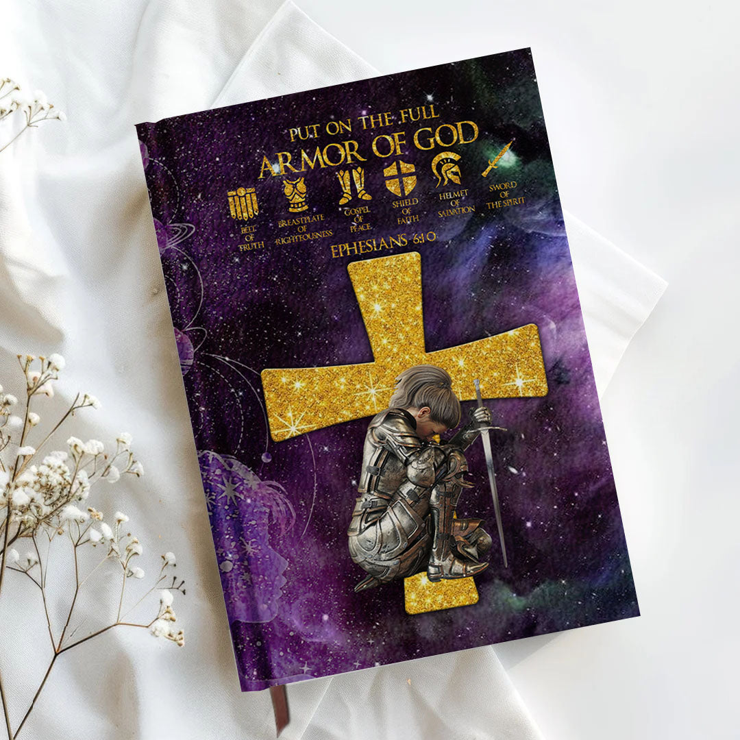 Personalized Leather Notebook – Armor of God Design with Custom Name & Skin Tone | Bible Verses for Each Letter | Christian Gift